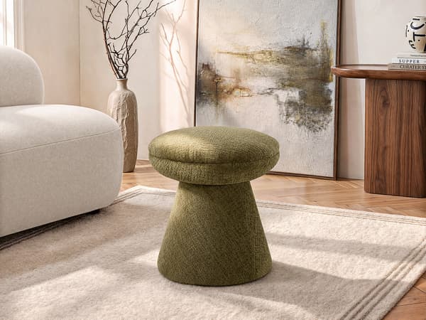 Vente-unique - Grön chenilletyg sittpuff ADEYOMA