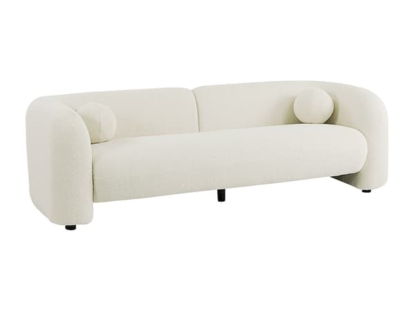 Vente-unique - OVOTAS 3-sits soffa i elfenbensvit bouclétyg