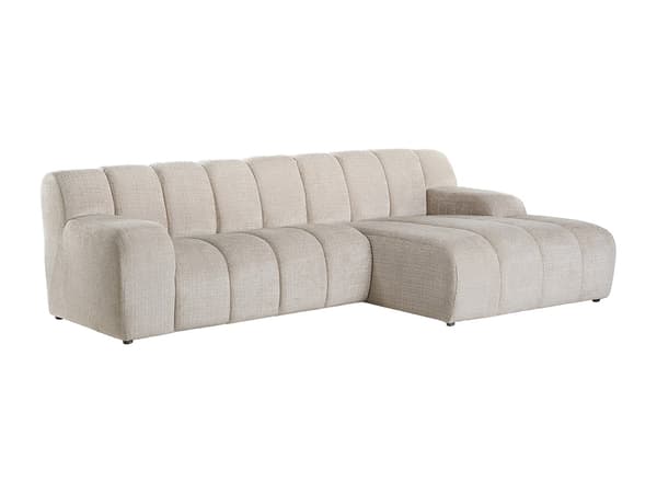 Vente-unique - Höger vinkelformad soffa i beige chenilletyg BELADON