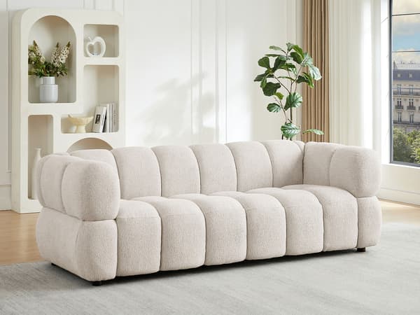 Vente-unique - 3-sits soffa i beige texturerat tyg PAVIRA