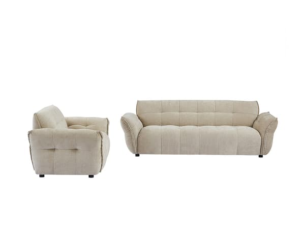 Vente-unique - NAPIZO 3-sits soffa och fåtölj i beige melerat tyg
