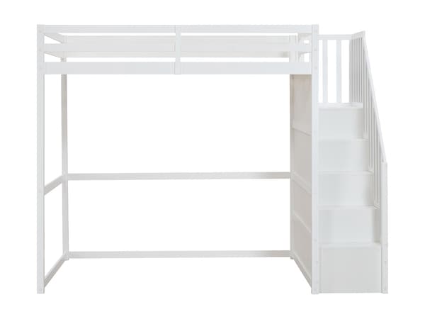 Vente-unique - Högsäng 140 x 190 cm - Furu och MDF - Vit - MENIZI