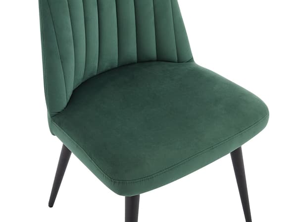 Vente-unique - Set med 2 sammetsstolar med svart metall - Grön - ELEANA