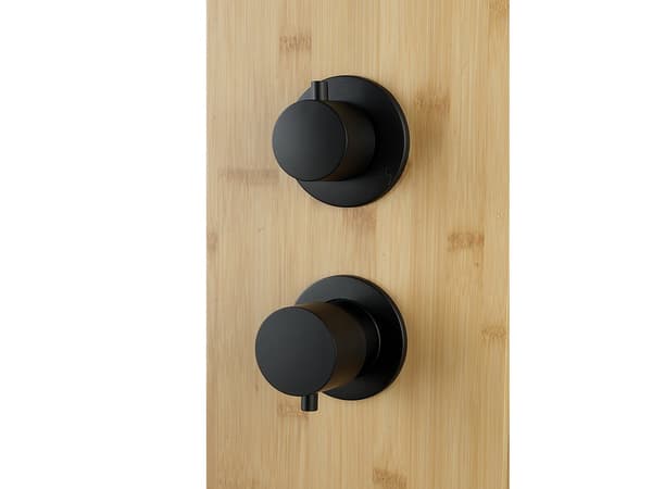 Vente-unique - Hydromassageduschelement i bambu - Mekanisk blandare - D53 x H140 cm - NEVOLA