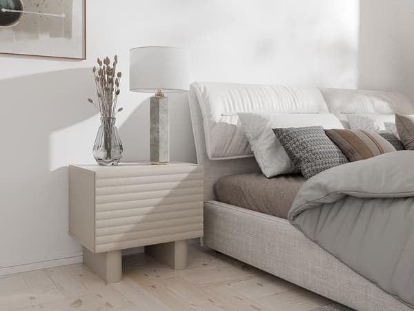 Vente-unique - Set med 2 sängbord med 1 dörr - MDF - Beige - LUDIMA