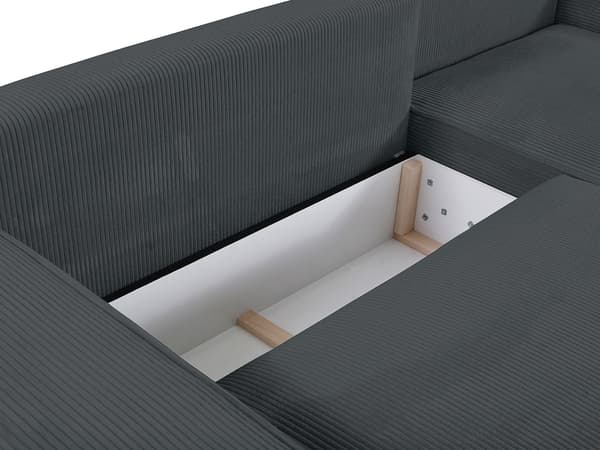 Vente-unique - Bäddsoffa med Högervändhörn i grå manchester AMELIA