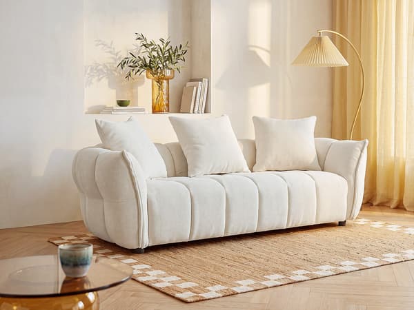 Vente-unique - Soffa 3 platser i texturerat tyg - bruten vit KIMACA