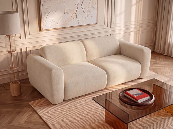 Vente-unique - 3-sits modulsoffa i beige tyg från Maison Céphy POGNI