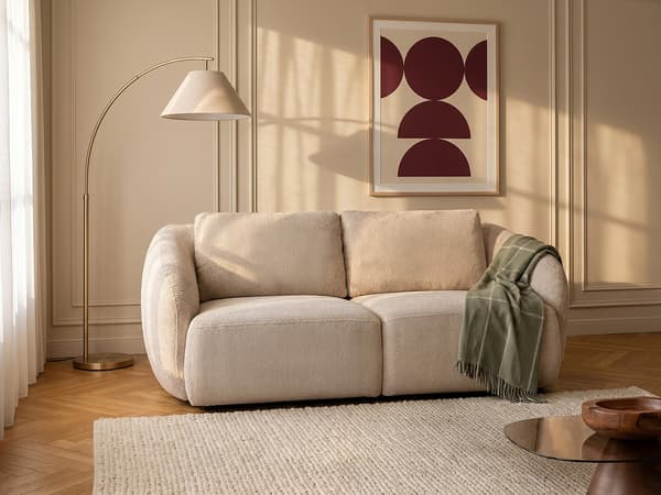Vente-unique - 2-sitsig soffa i beige chenilletyg LIRUNO