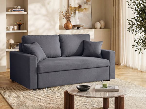 Vente-unique - 3-sits bäddsoffa i antracitgrå tyg INIZOR