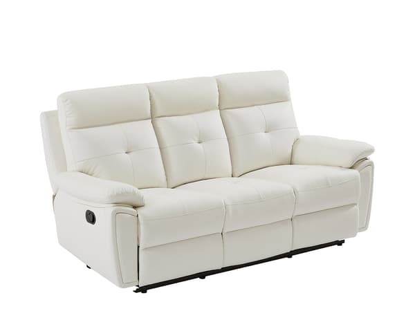 Vente-unique - 3-sits soffa och reclinerfåtölj i vitt läder VINETA