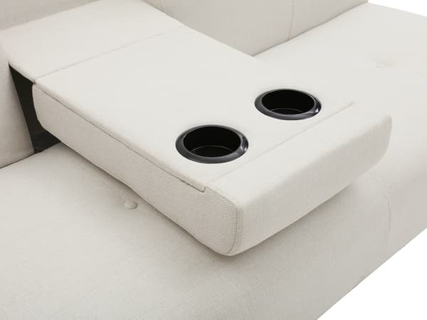 Vente-unique - CLOSIPA 3-sits klick-klack-soffa i beige tyg med sidobord