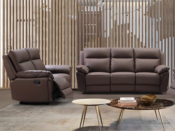 Vente-unique - Set med 3-sitssoffa och 2-sitssoffa i buffelläder PAKITA – Brun
