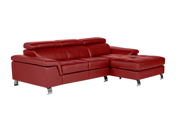 Vente-unique - MISHIMA lädersoffa med divan - Röd - Högervänd