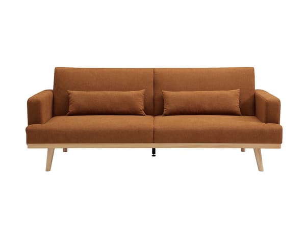 Vente-unique - 3-sitsig clic-clac bäddsoffa i terrakottafärgat tyg ESME