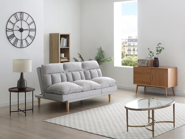 Vente-unique - PALOBU 3-sits bäddsoffa med klick-klick-mekanism i ljusgrått tyg