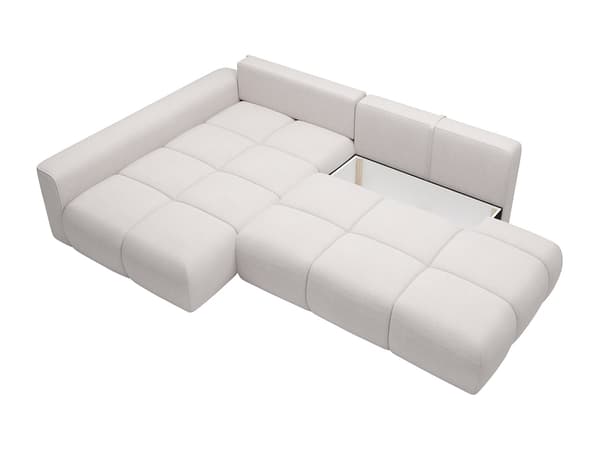 Vente-unique - Vänsterställd öppen bäddsoffa i beige texturerat tyg MINTURNO