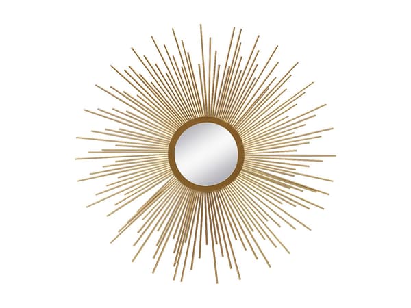 Vente-unique - Väggsolspegel med solmotiv metallram - D. 70 cm - Guldfärgad - LEVANZO