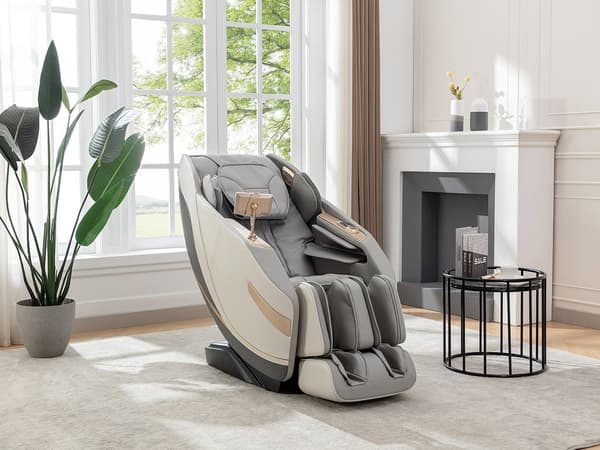 Vente-unique - Massagestol i konstläder - Zero Gravity-system - Grå - MOWATA