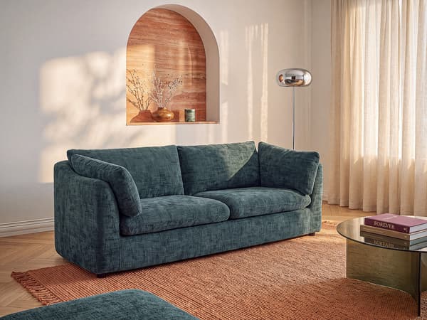 Vente-unique - 3-sits soffa i texturerat grönt tyg NURABI