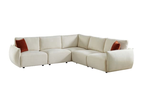 Vente-unique - Hörnssoffa i beige chenilletyg OCTAVINE