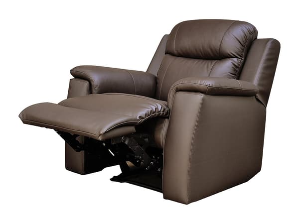 Vente-unique - 3-sits och 2-sits reclinersoffa EVASION i läder - Brun - med barbricka