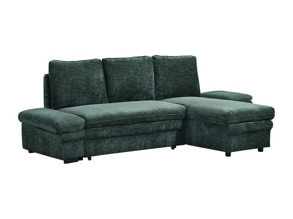 Vente-unique - Vinklad bäddsoffa i Chenilletyg - Grön SIVIARA