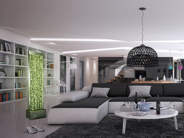 Vente-unique - Vattenbubblorvägg med LED-belysning i grå 150 cm BLENNIE