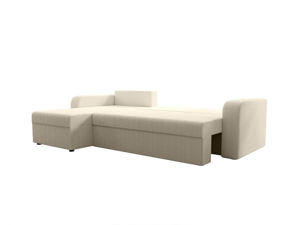 Vente-unique - Bäddsoffa med vändbart hörn i beige manchester ONABIA