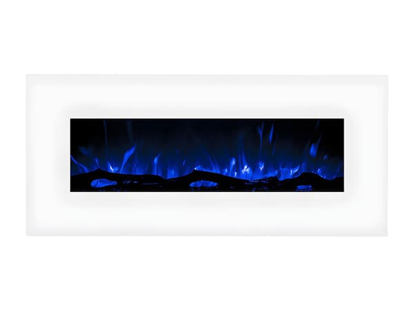 Vente-unique - Elektrisk väggmonterad eldstad LALITA - L110 x P14 x H49 cm - Vit