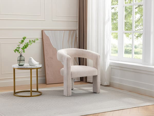 Vente-unique - FAVINA beige fåtölj i texturerat tyg