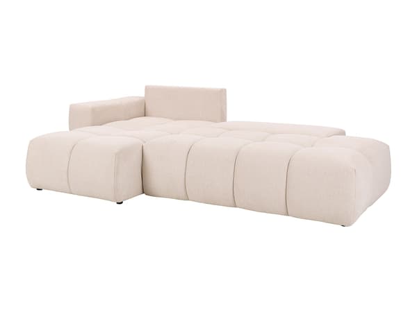 Vente-unique - Vänstervänd bäddsoffa med texturerat beige tyg TRIMALDI