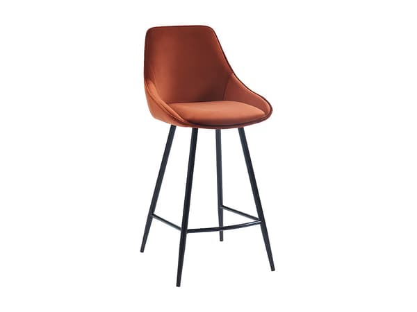 Vente-unique - Set med 2 barstolar i terracotta sammet MASURIE
