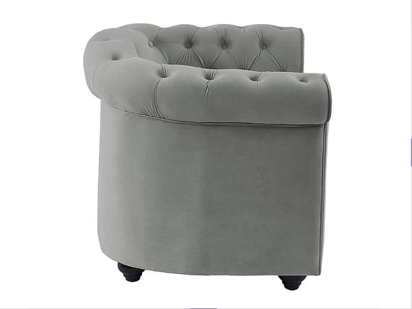 Vente-unique - Fåtölj CHESTERFIELD - Ljusgrå sammet