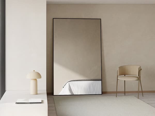 Vente-unique - Stor rektangulär spegel i aluminium B. 120 x H. 190 cm - Svart - MYRA