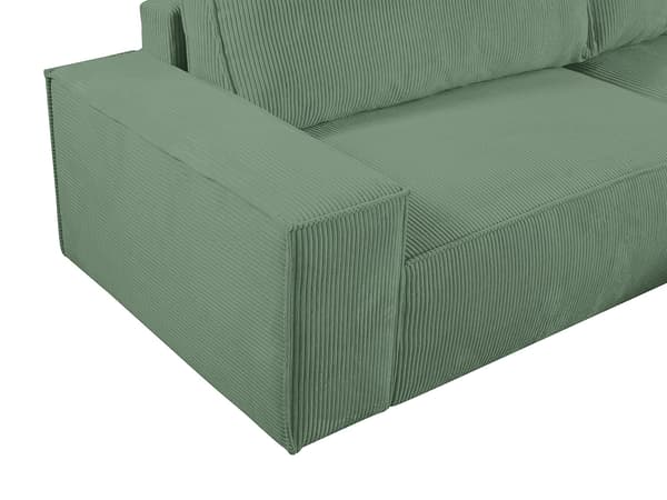 Vente-unique - Högervänd bäddsoffa i mandelgrön manchester AMELIA