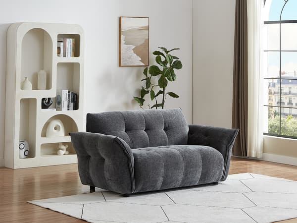 Vente-unique - 2-sits soffa i melerad mörkgrå tyg NAPIZO
