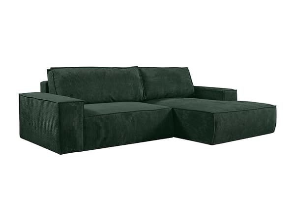 Vente-unique - Bäddsoffa högerställd i mörkgrön manchester AMELIA
