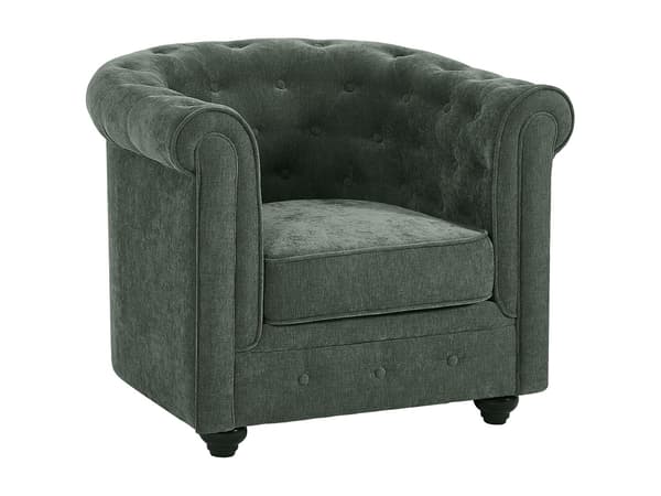 Vente-unique - Set med 2 Chesterfield gröna tygfåtöljer