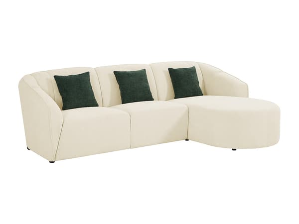 Vente-unique - Högervänd hörnsoffa i texturerat beige tyg NETOMIA