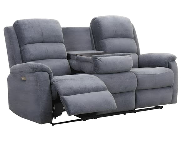 Vente-unique - Elektriska reclinersoffor 3-sits och 2-sits i grått tyg NEVERS
