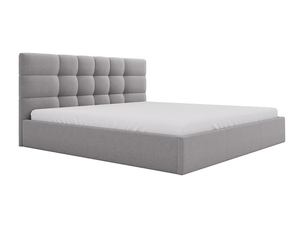 Vente-unique - 200 x 200 cm säng med förvaring - Tyg - Grå - ELIAVA