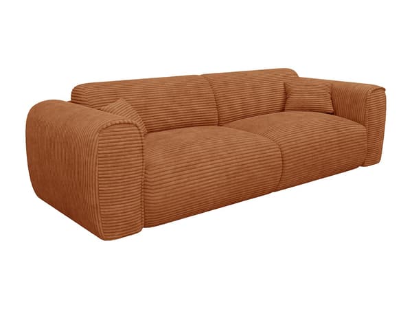 Vente-unique - 4-sitsig bäddsoffa express i terrakottafärgat manchester - 13 cm memoryfoammadrass POGNIA