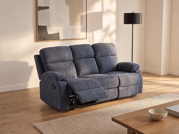 Vente-unique - 3-sitsig reclinersoffa i tyg TOLZANO - mörkgrå