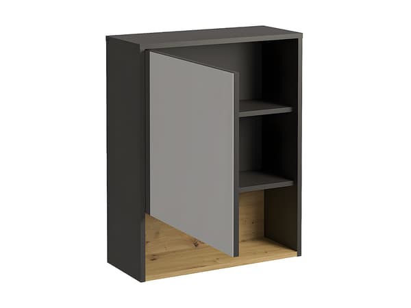 Vente-unique - Antracitfärgat badrumsskåp för väggmontering - 60 cm - YANGRA