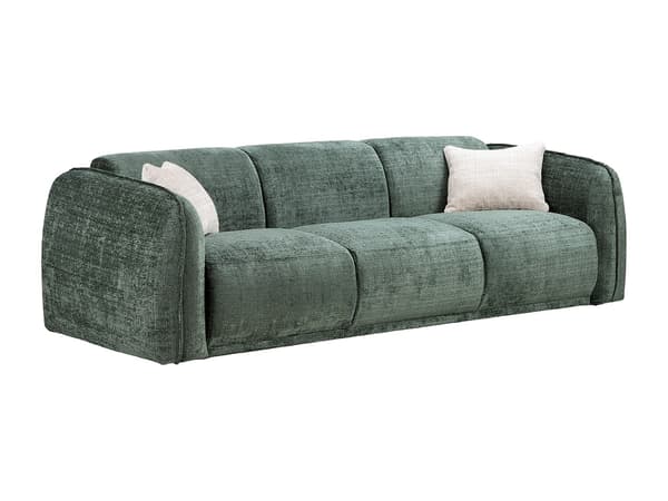 Vente-unique - 3-sits soffa i grön chenille JUNETI