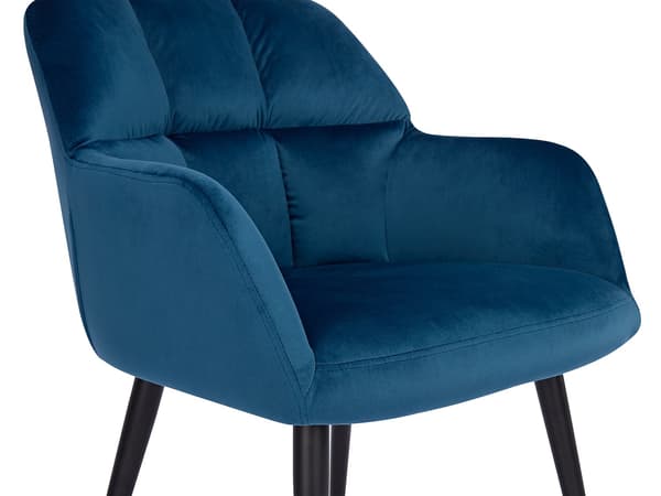 Vente-unique - Set med 2 stolar med armstöd - Sammet och metall - Blå - PEGA