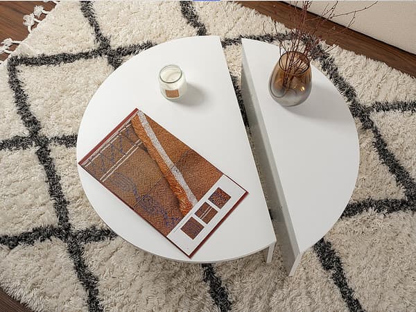 Vente-unique - Set med 2 soffbord - Vit - ALOEVA