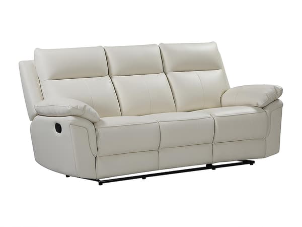 Vente-unique - 3-sits reclinersoffa i elfenbensvit buffelläder PAKITA