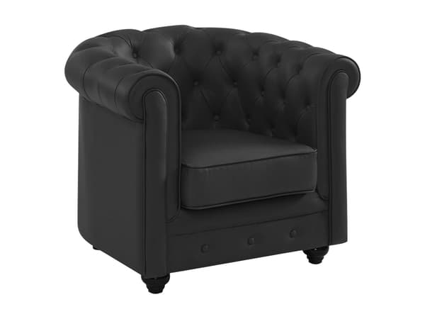 Vente-unique - Fåtölj i buffelläder CHESTERFIELD – Svart